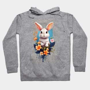 Cute Rabbit With Splash Flower Hoodie